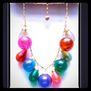 Blown glass and gold plated metal necklace